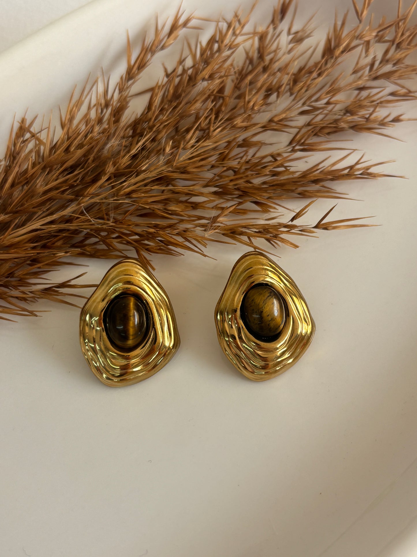 Gold Tiger Eye Stud