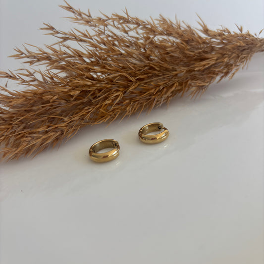 Petite Chunky Huggie Hoops (Gold)