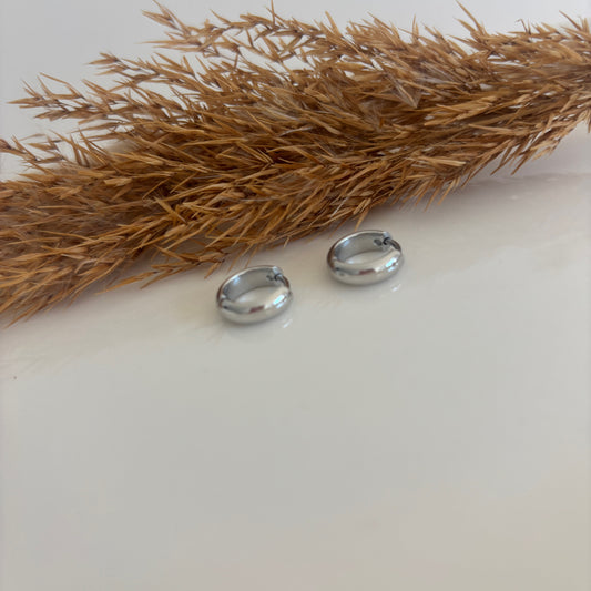 Petite Chunky Huggie Hoops (Silver)