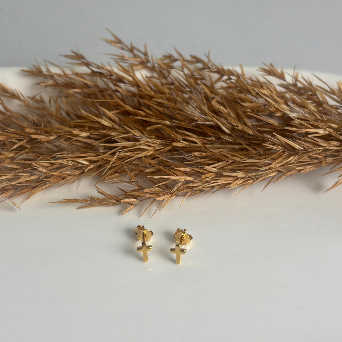 Solid Cross Studs (Gold)
