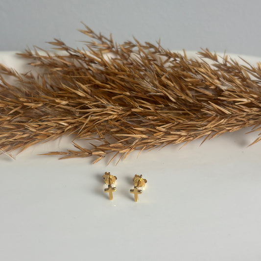 Solid Cross Studs (Gold)