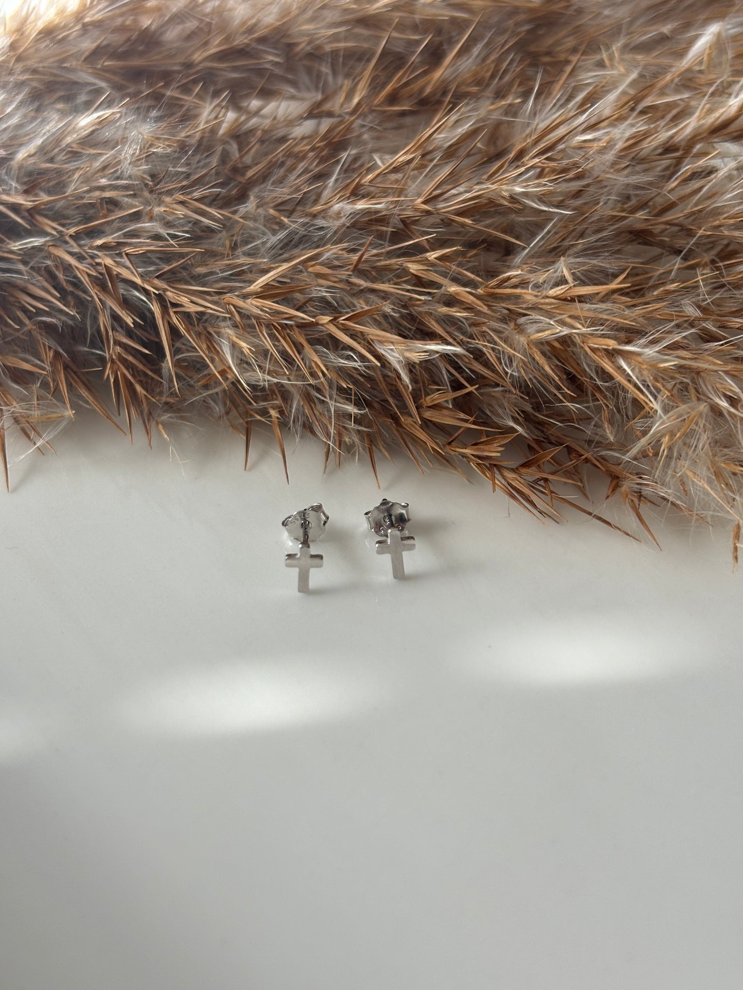 Solid Cross Studs (Silver)