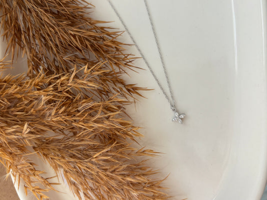 CZ Cross Necklace (Silver)