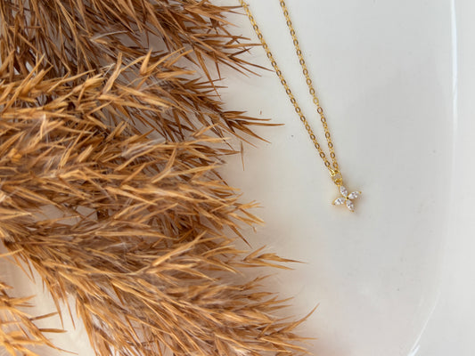 CZ Cross Necklace (Gold)